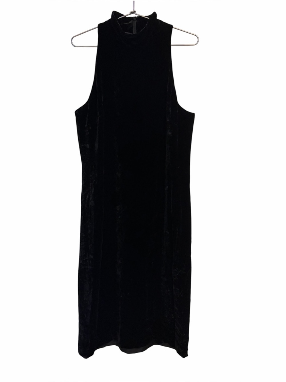 Lauren Ralph Lauren black velvet sleeveless halter dress, a sleek mock neck